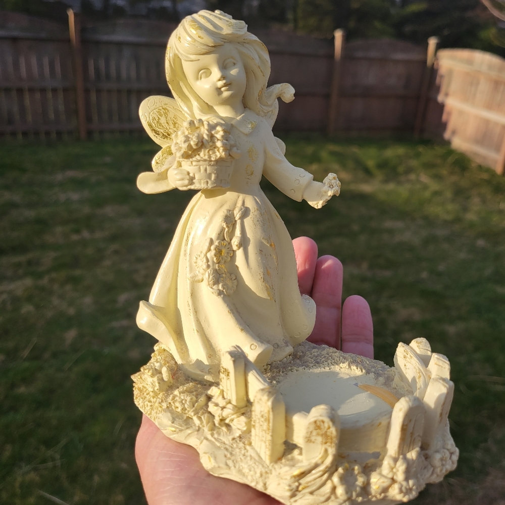 Fairy ~ Angel Girl Figurine ~ Display Space for Votive, etc.~ Vintage? ~ Pretty!